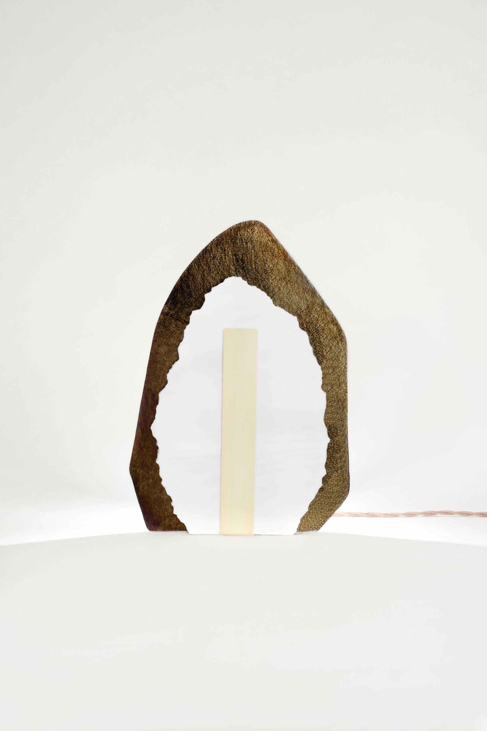 Contemporary Two Layered Brown Glass and Brass Table Lamp by Marie Jeunet 4