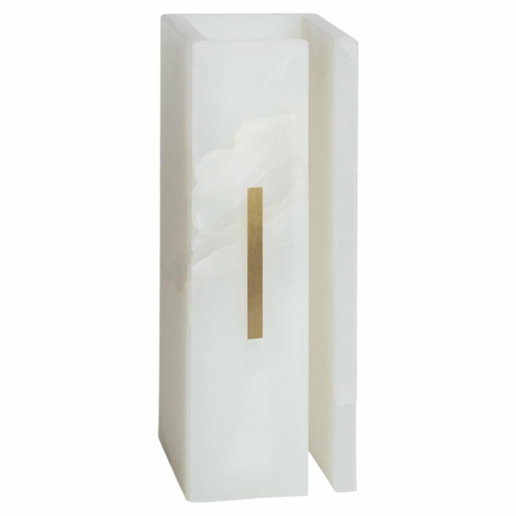 Hand sculpted Organic Block Form, Pure White Onix Sculpture by Marie Jeunet 1