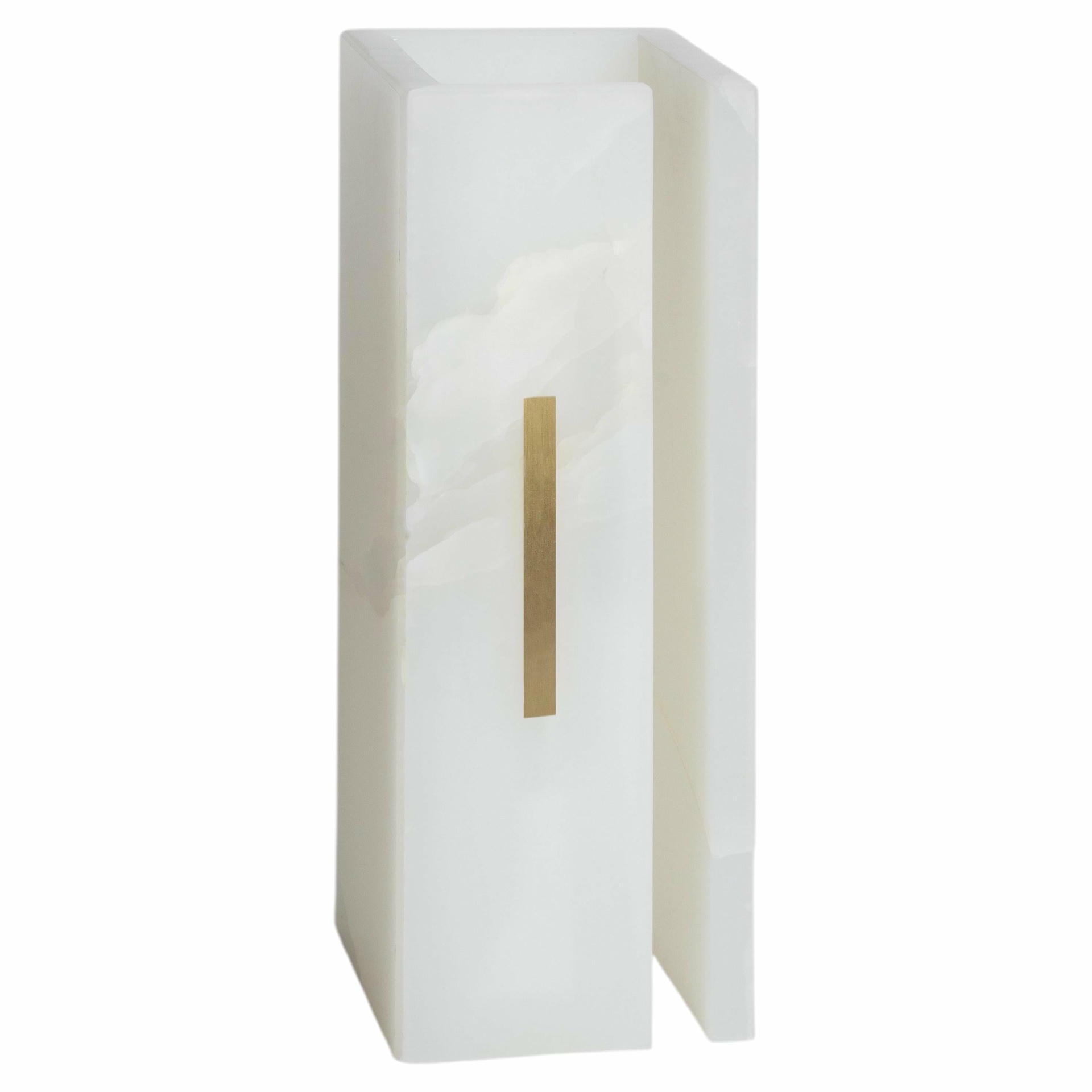 Hand sculpted Organic Block Form, Pure White Onix Sculpture by Marie Jeunet 1