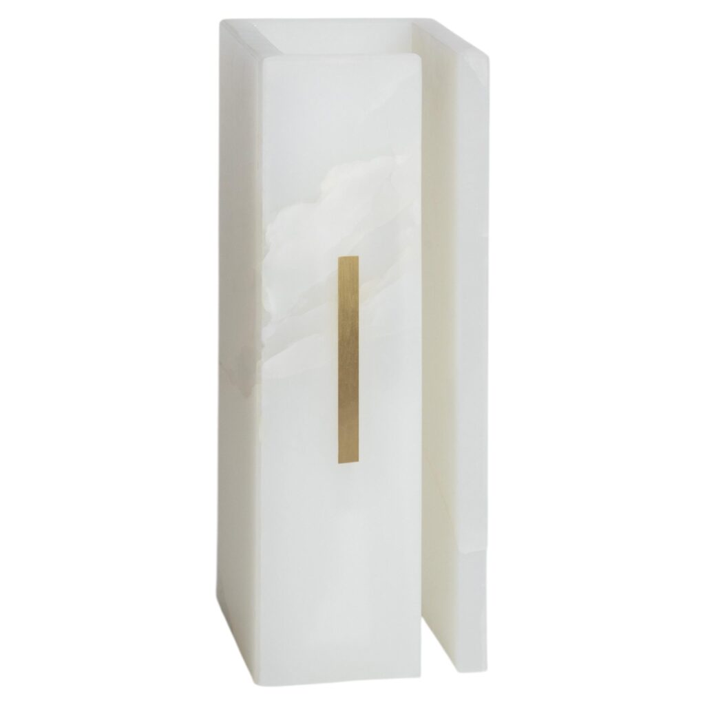 Hand sculpted Organic Block Form, Pure White Onix Sculpture by Marie Jeunet 1