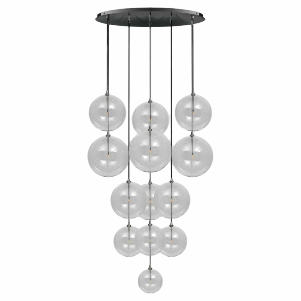 Cluster 13 Mix Polished Nickel Chandelier by Schwung 1