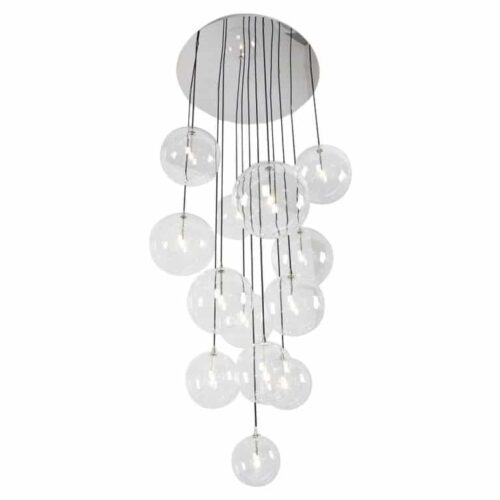 Cluster 13 Mix Polished Nickel Chandelier by Schwung 1