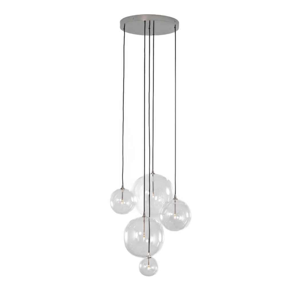 Cluster 5 Mix Polished Nickel Chandelier by Schwung 1