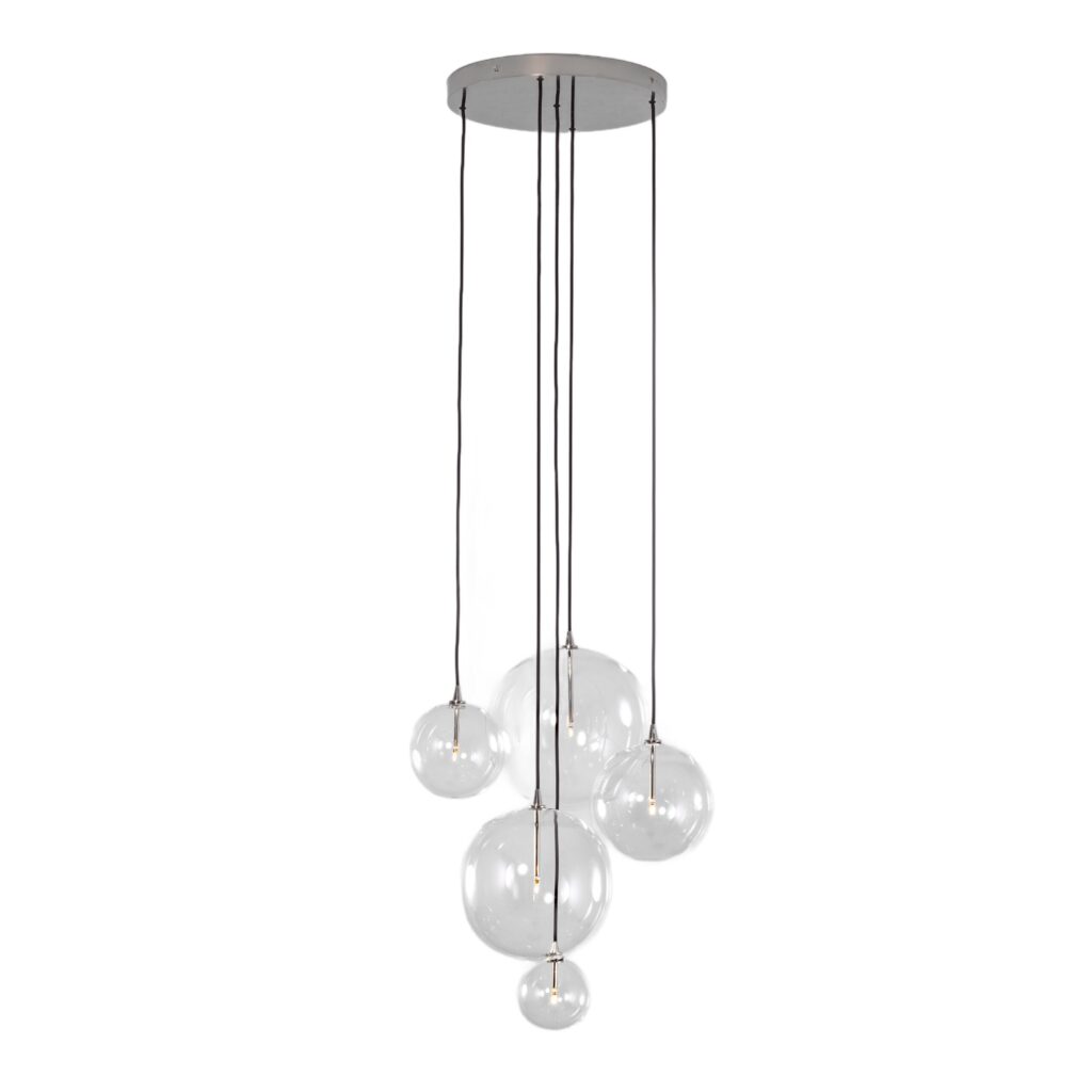 Cluster 5 Mix Polished Nickel Chandelier by Schwung 1