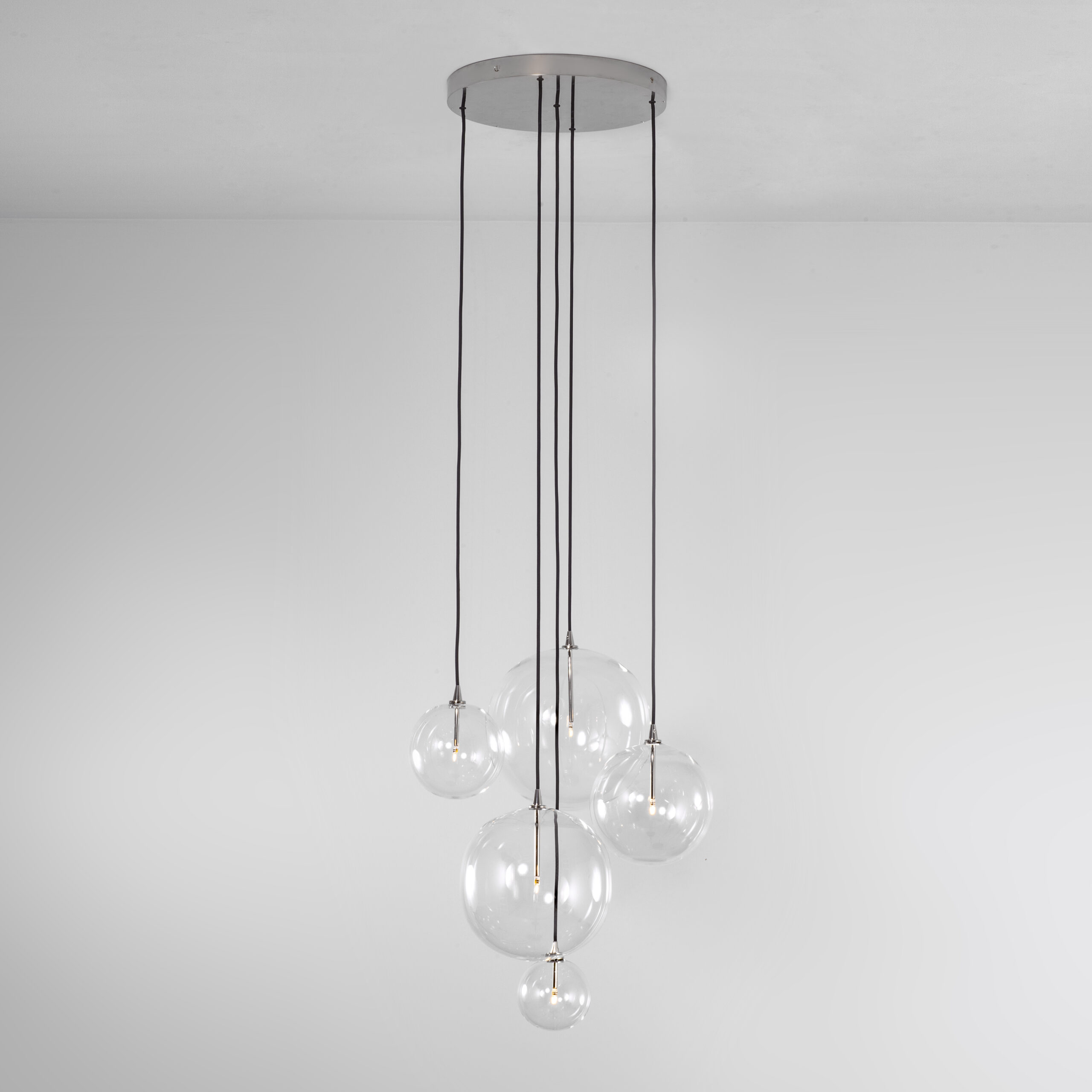 Cluster 5 Mix Polished Nickel Chandelier by Schwung 2