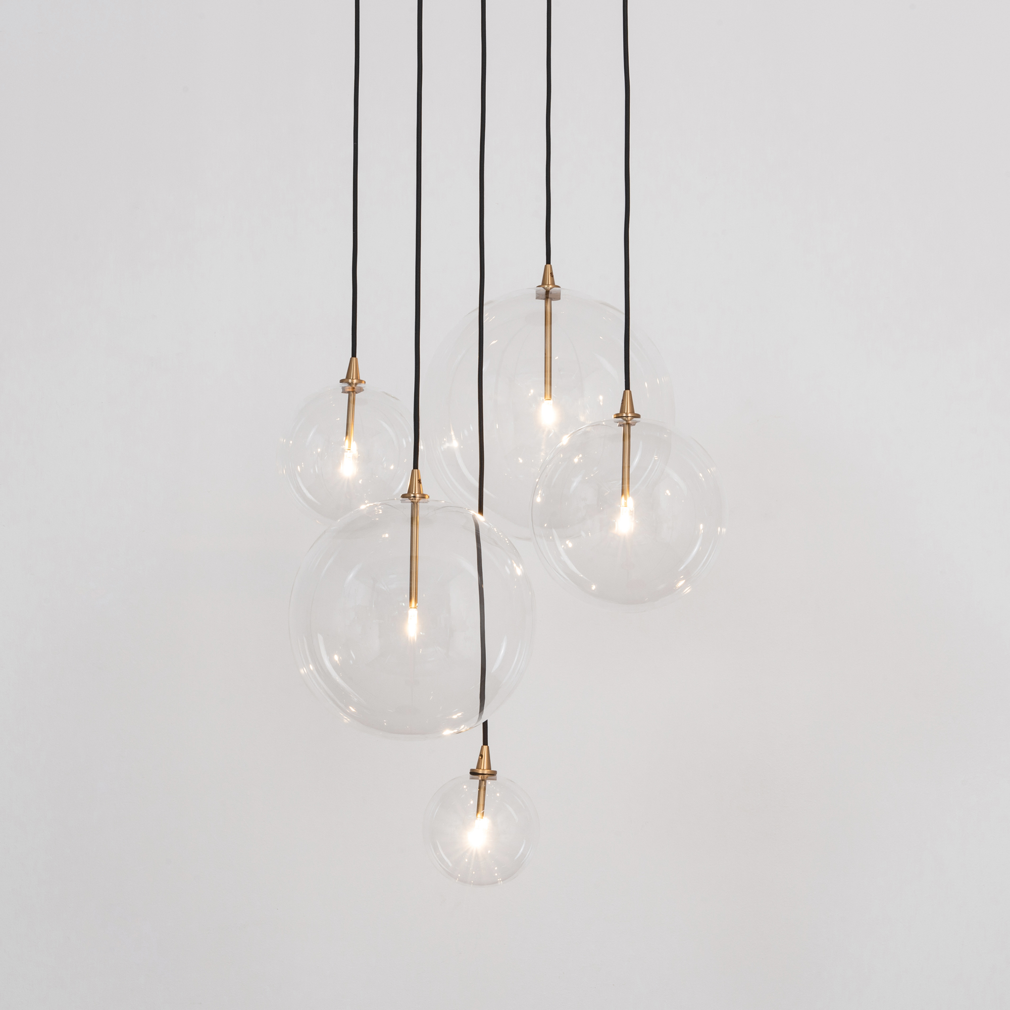 Cluster 5 Mix Polished Nickel Chandelier by Schwung 5