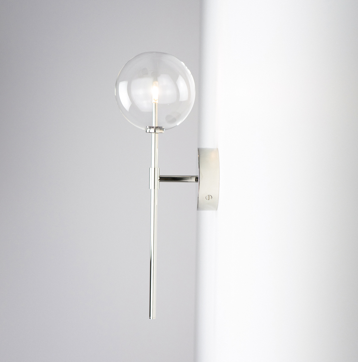 Dawn Single Polished Nickel Wall Sconce by Schwung 2