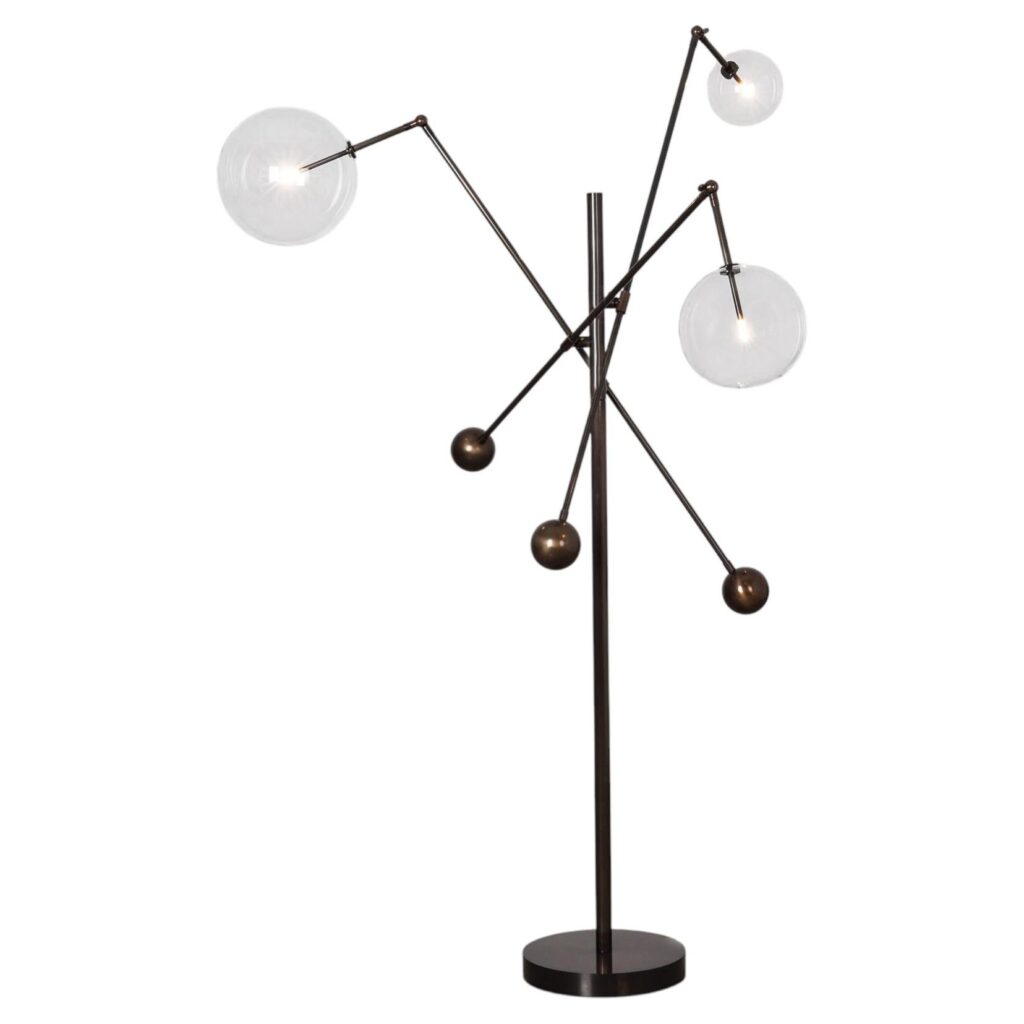 Milan 3 Arms Black Gunmetal Floor Lamp by Schwung 1