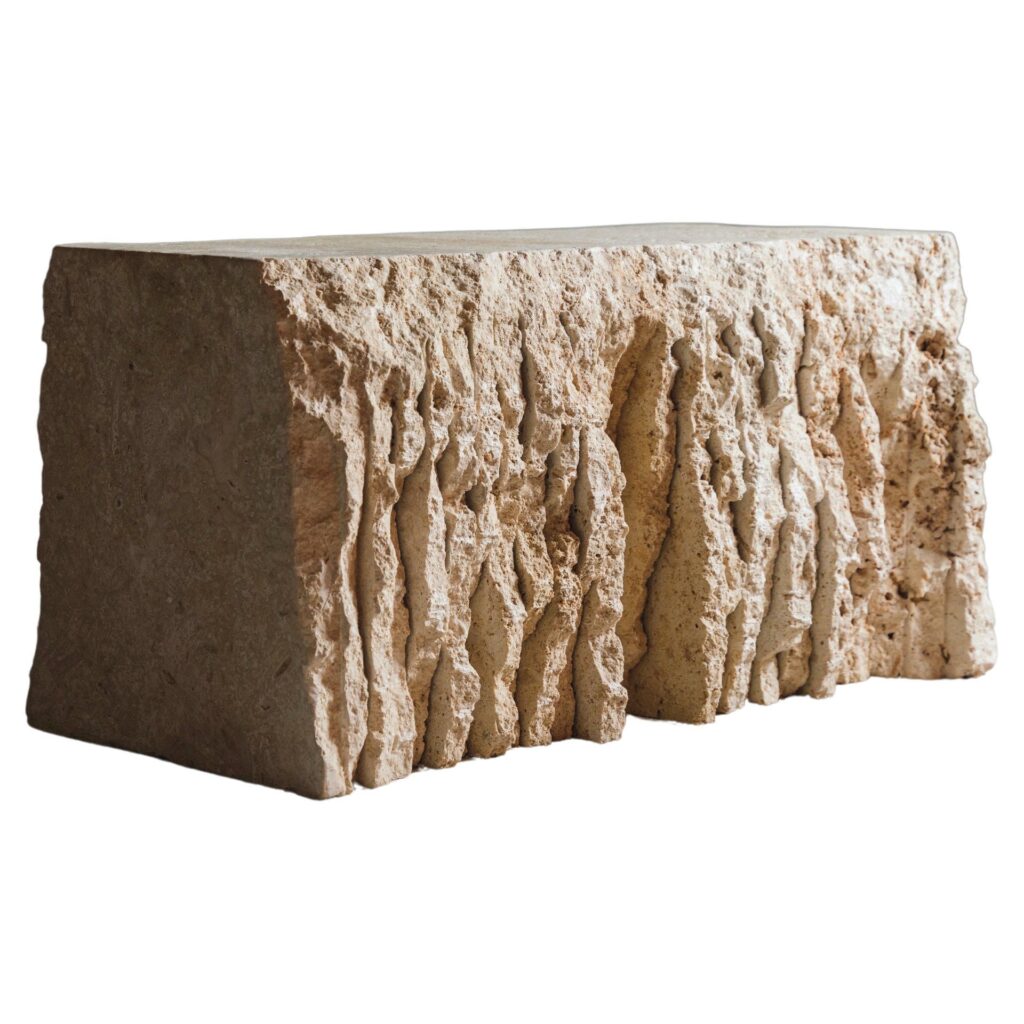 Textured Uneven Sculptural Classic Coral Stone Seating by Andres Monnier 1