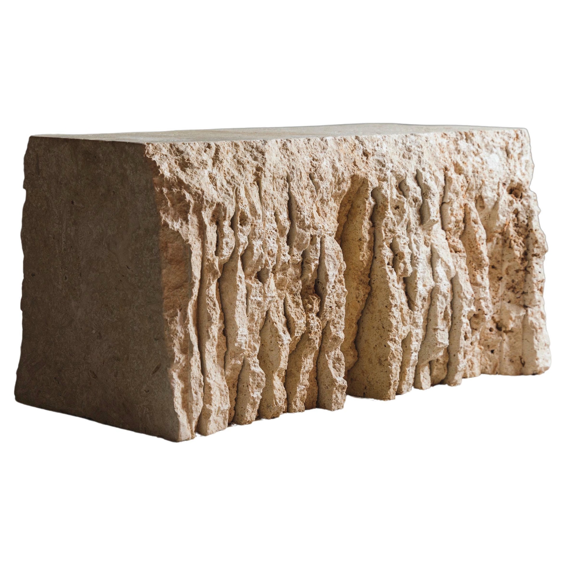 Textured Uneven Sculptural Classic Coral Stone Seating by Andres Monnier 1