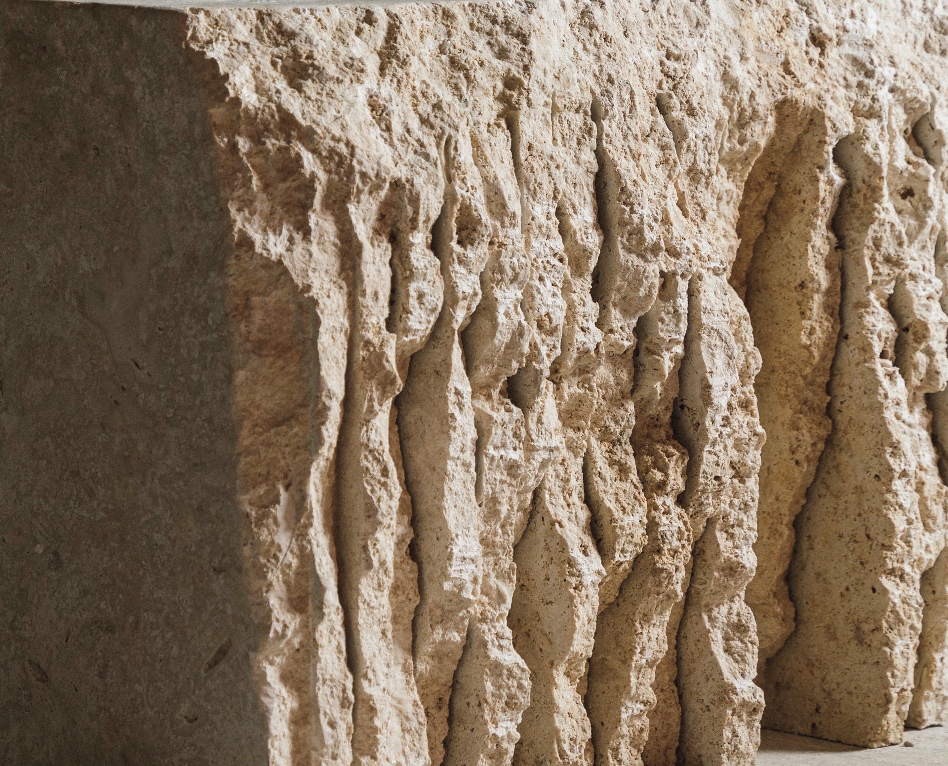 Textured Uneven Sculptural Classic Coral Stone Seating by Andres Monnier 3