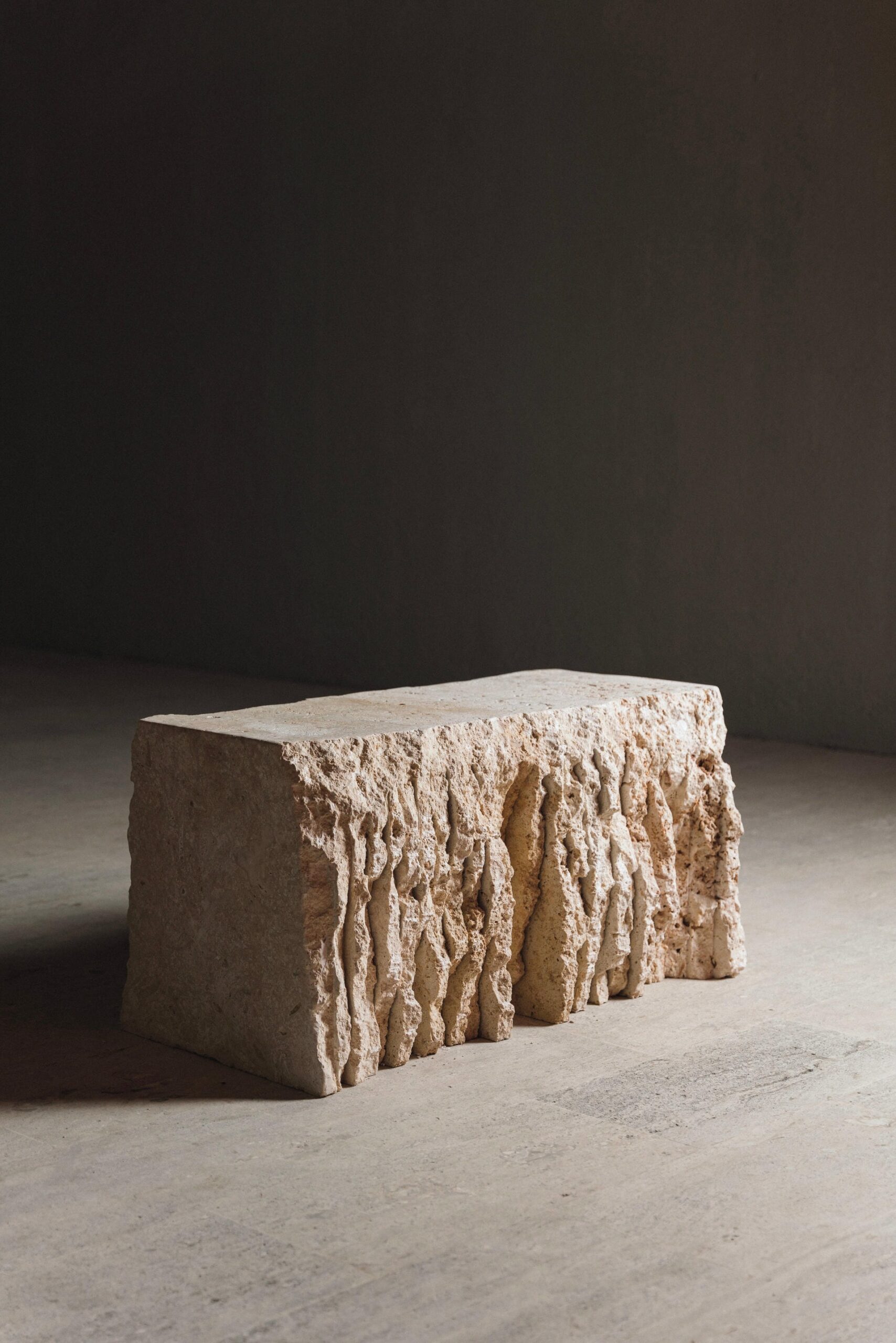 Textured Uneven Sculptural Classic Coral Stone Seating by Andres Monnier 4