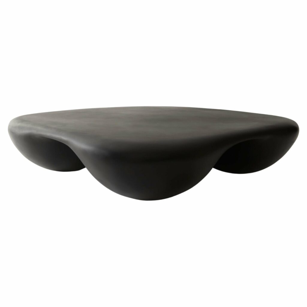 Black Square Quad Coffee Table in Stone Composite, Crafted by Mike Serra 1