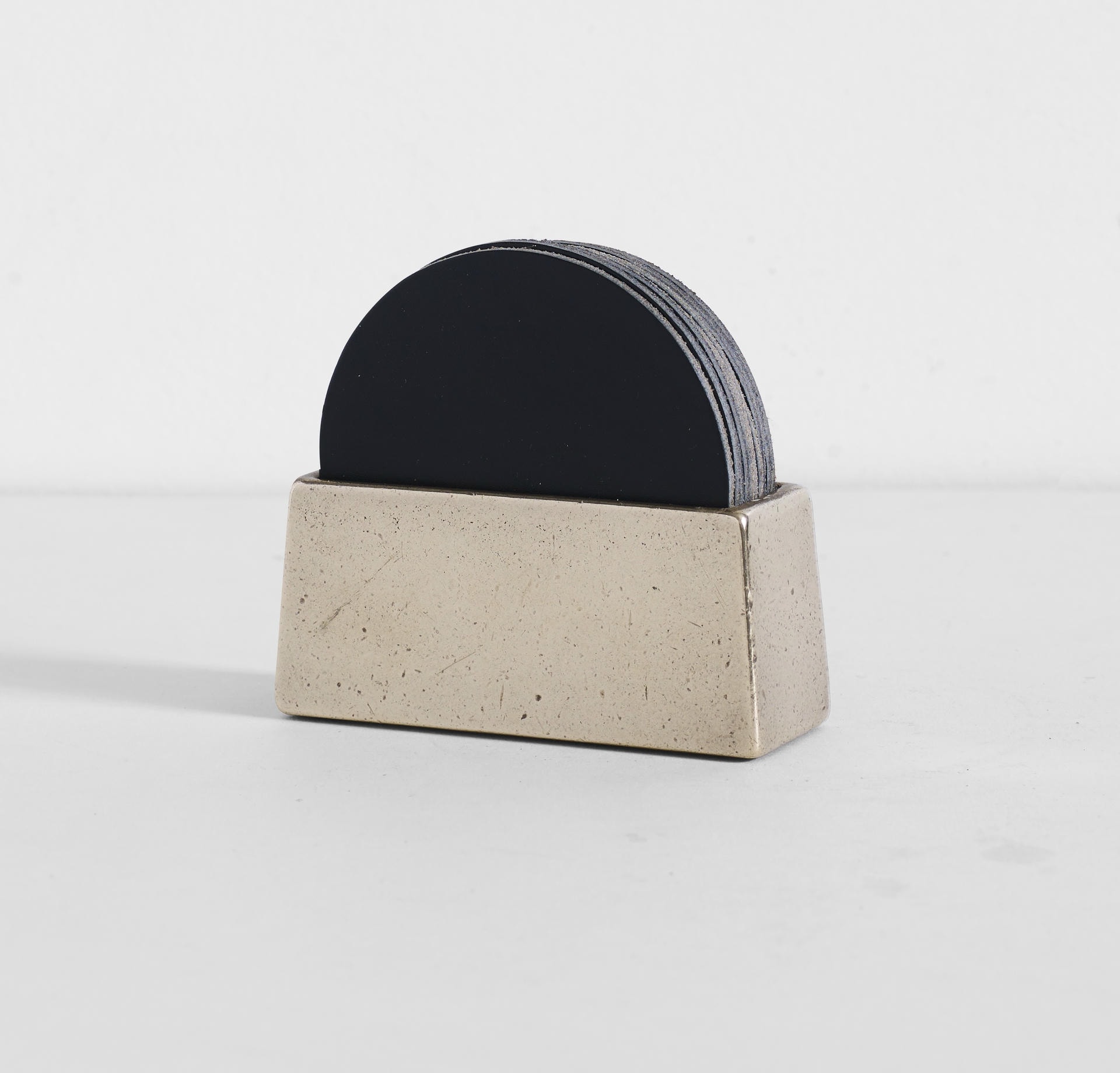Brass Coaster Holder With Black Coaster Set by Henry Wilson 2
