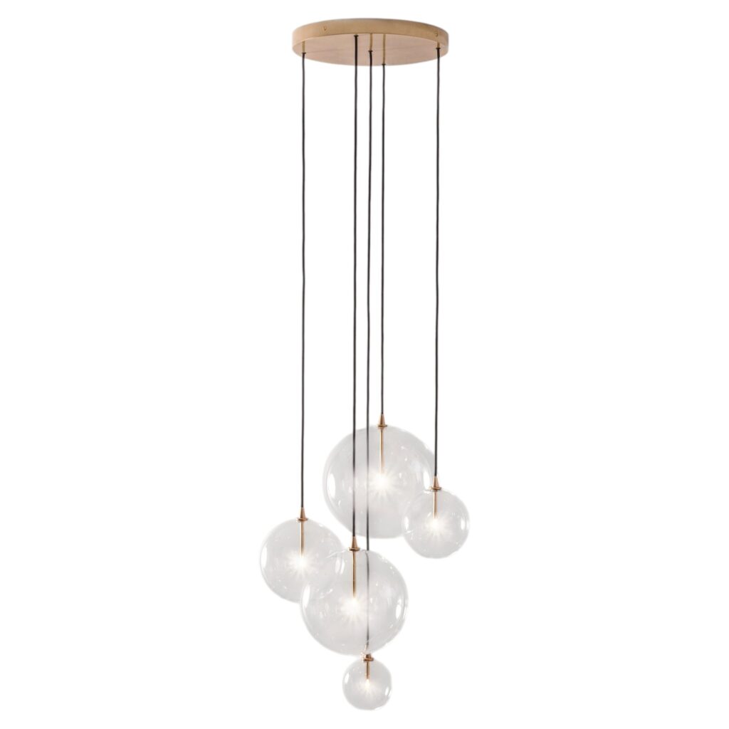 Cluster 5 Mix Chandelier in Solid Brass by Schwung 1