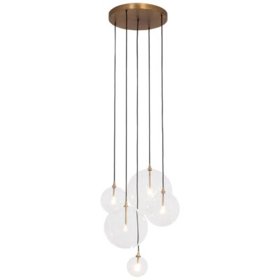 Cluster 5 Mix Chandelier in Solid Brass by Schwung