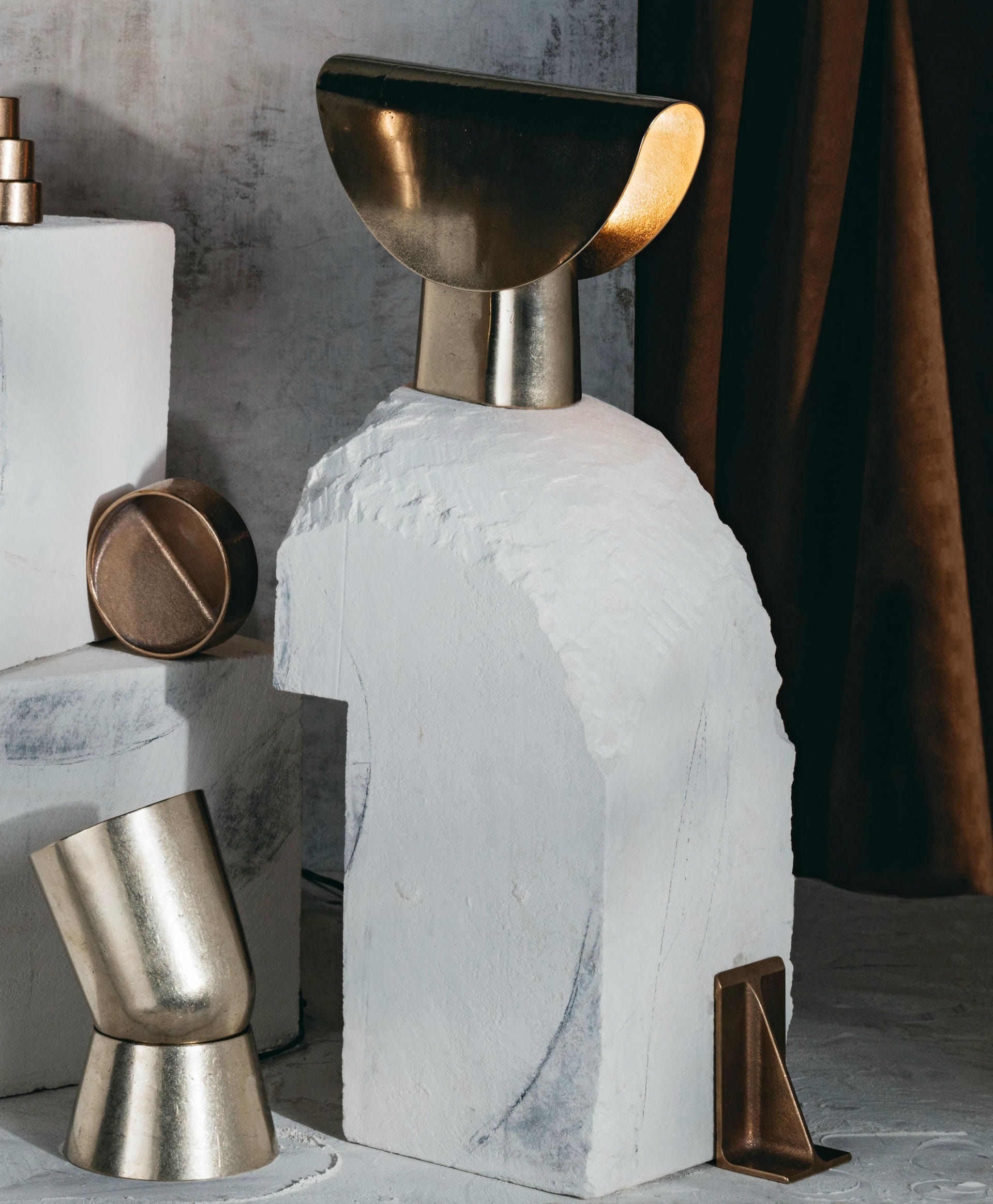 Contemporary Silver Aluminium Fold Table Lamp by Henry Wilson 4