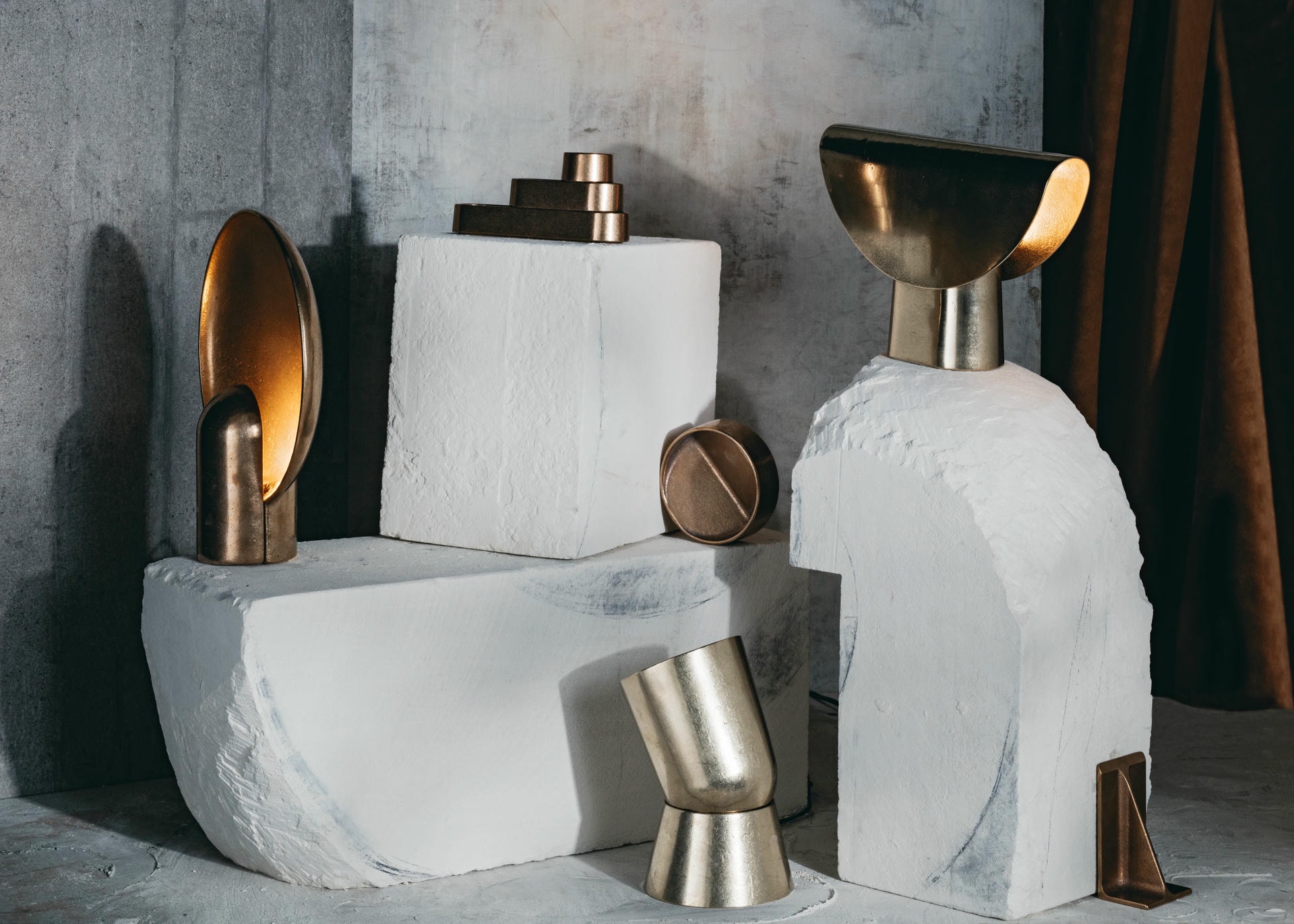 Contemporary Silver Aluminium Fold Table Lamp by Henry Wilson 5