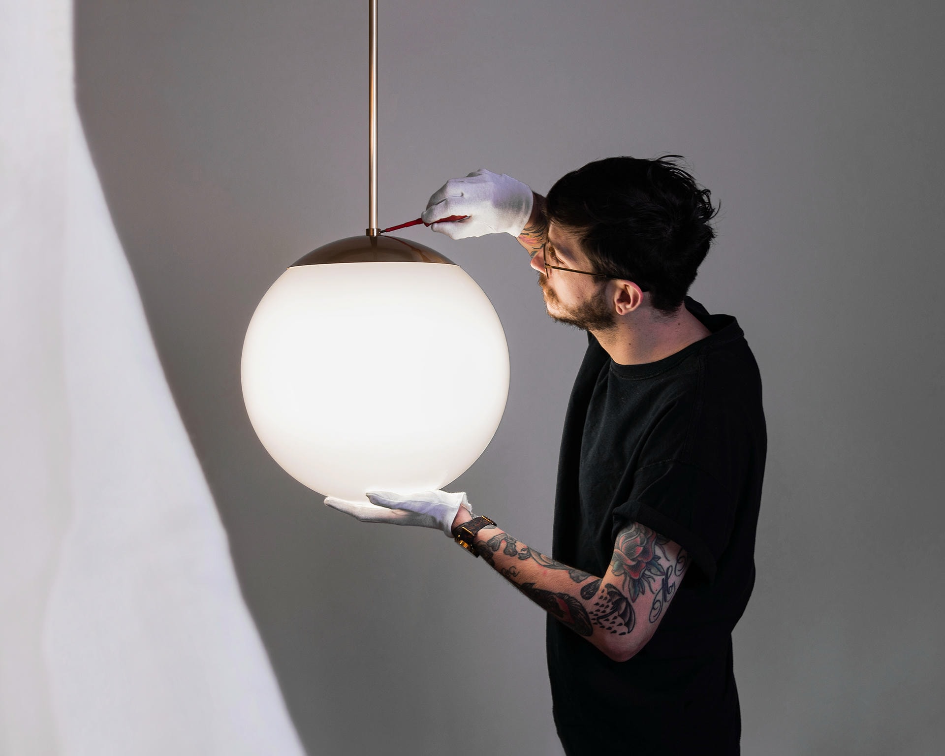 Glass Globe Opal 50 Pendant Light by Schwung 10
