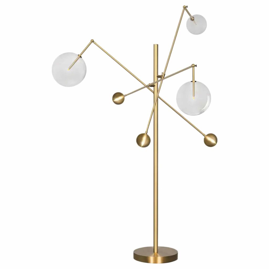 Milan 3 Arms Brass Floor Lamp by Schwung 4