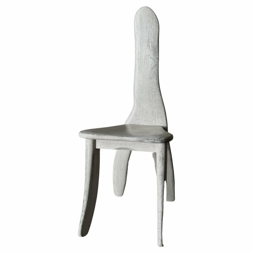 Neutral Off White Lacquered Ash Wood Oracle Bone Script Chair by kar 1