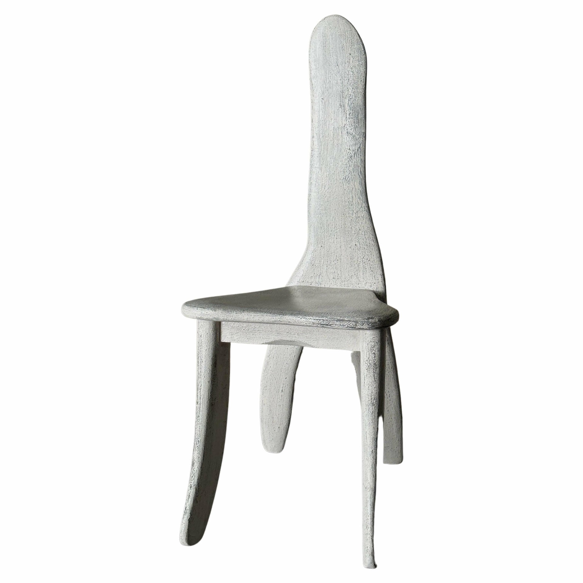 Neutral Off White Lacquered Ash Wood Oracle Bone Script Chair by kar 1