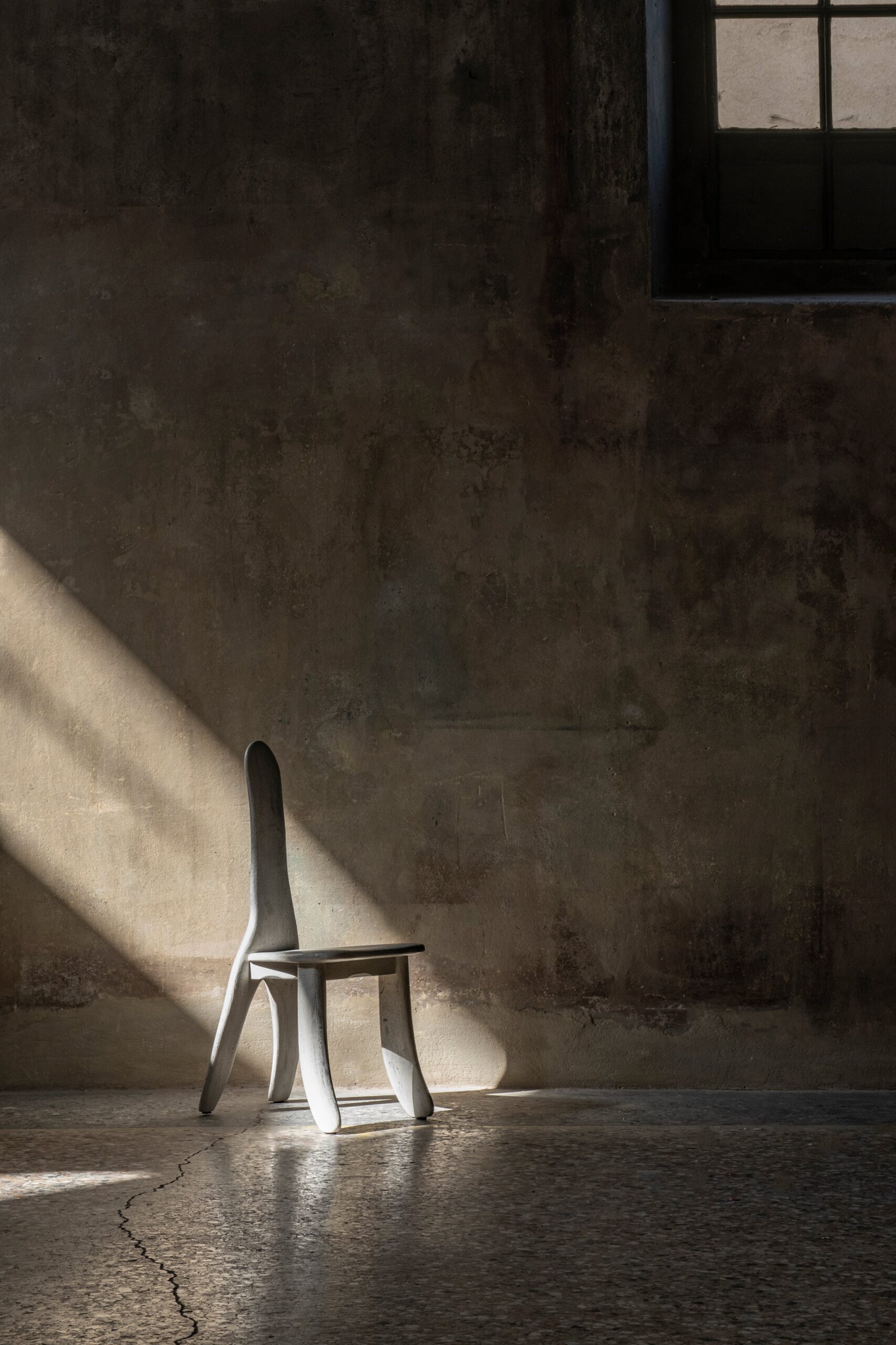 Neutral Off White Lacquered Ash Wood Oracle Bone Script Chair by kar 10