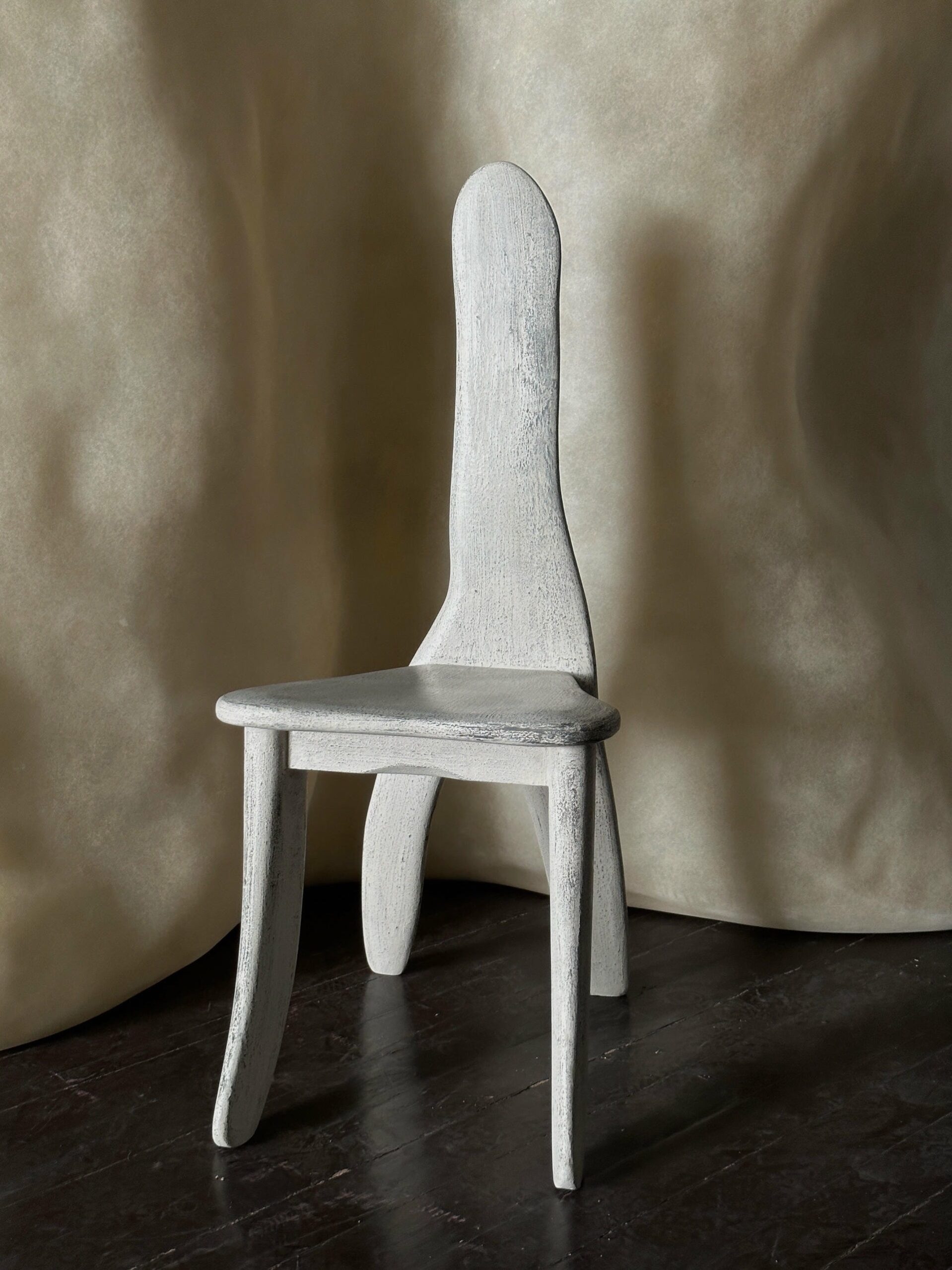 Neutral Off White Lacquered Ash Wood Oracle Bone Script Chair by kar 2