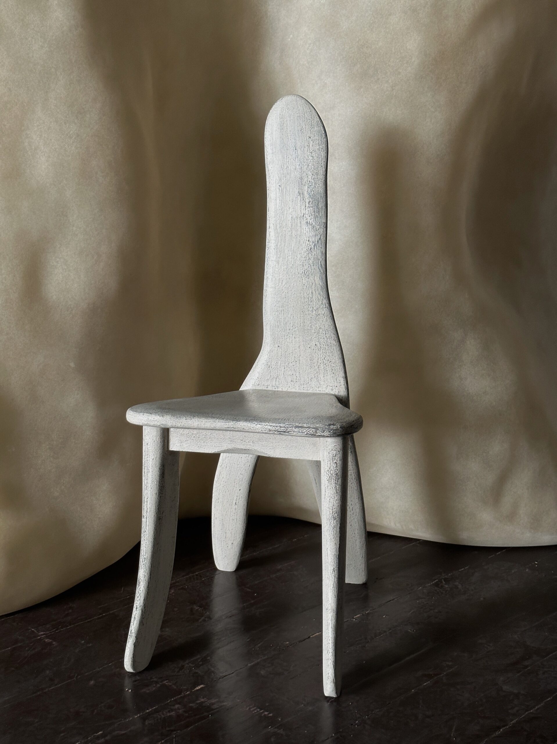 Neutral Off White Lacquered Ash Wood Oracle Bone Script Chair by kar 2