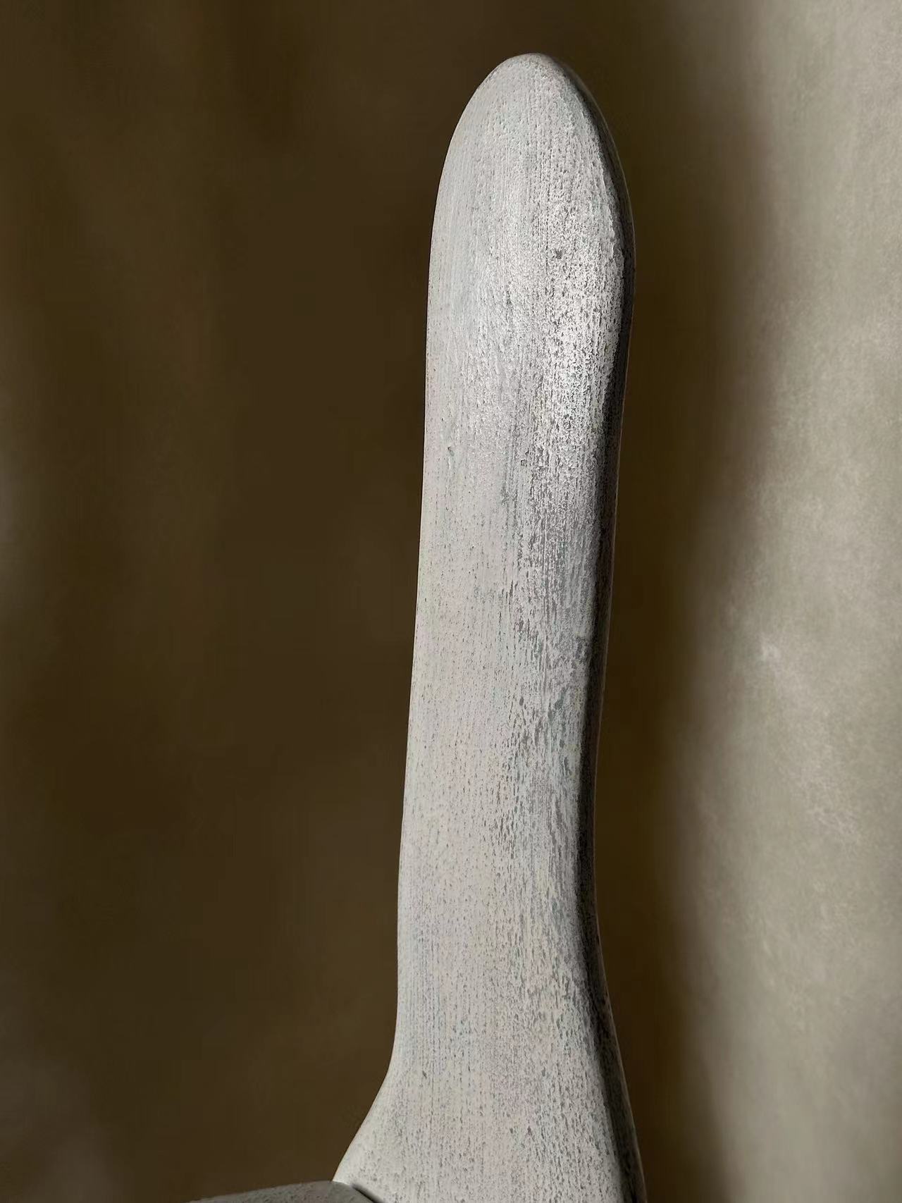 Neutral Off White Lacquered Ash Wood Oracle Bone Script Chair by kar 4