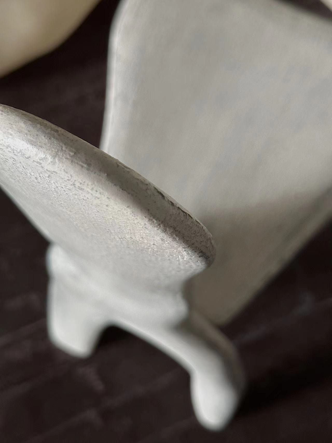 Neutral Off White Lacquered Ash Wood Oracle Bone Script Chair by kar 5