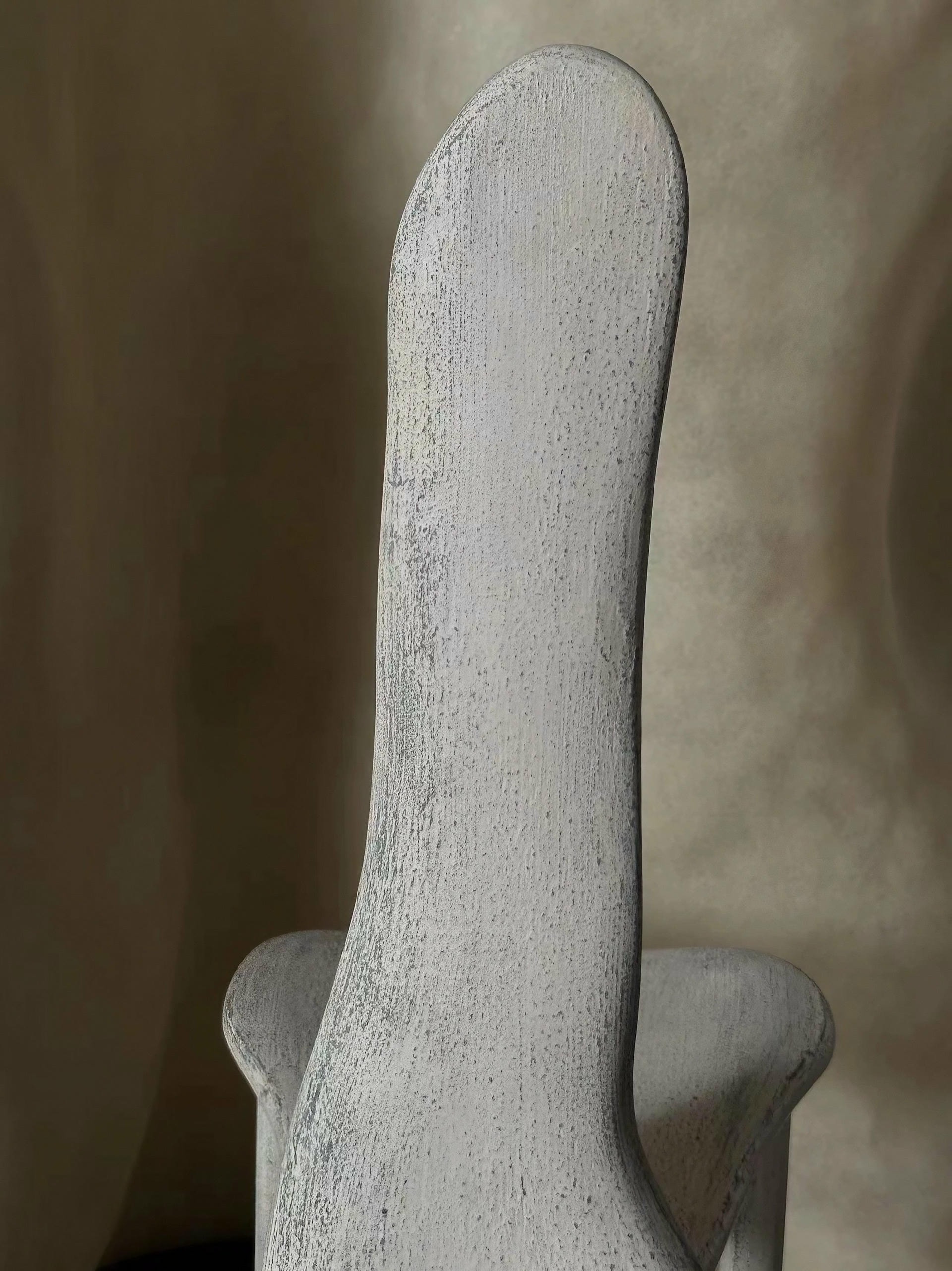 Neutral Off White Lacquered Ash Wood Oracle Bone Script Chair by kar 6