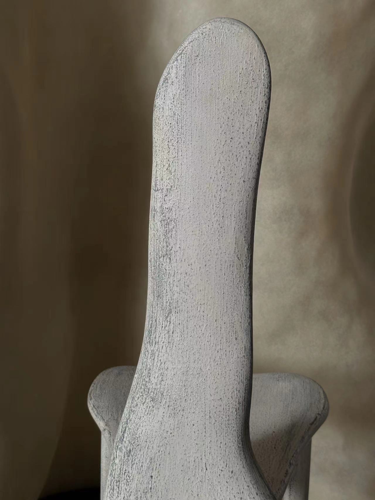 Neutral Off White Lacquered Ash Wood Oracle Bone Script Chair by kar 6
