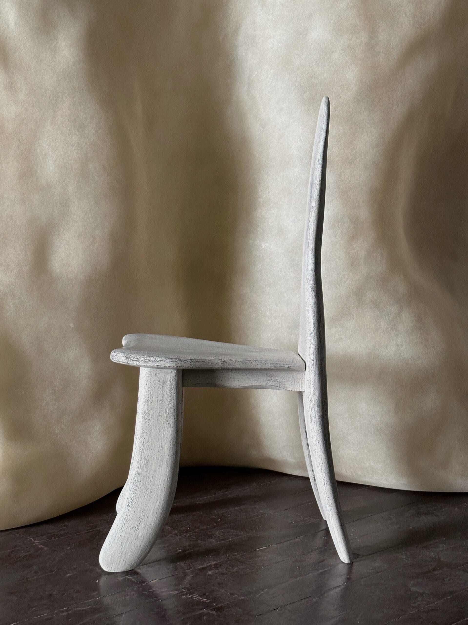 Neutral Off White Lacquered Ash Wood Oracle Bone Script Chair by kar 7