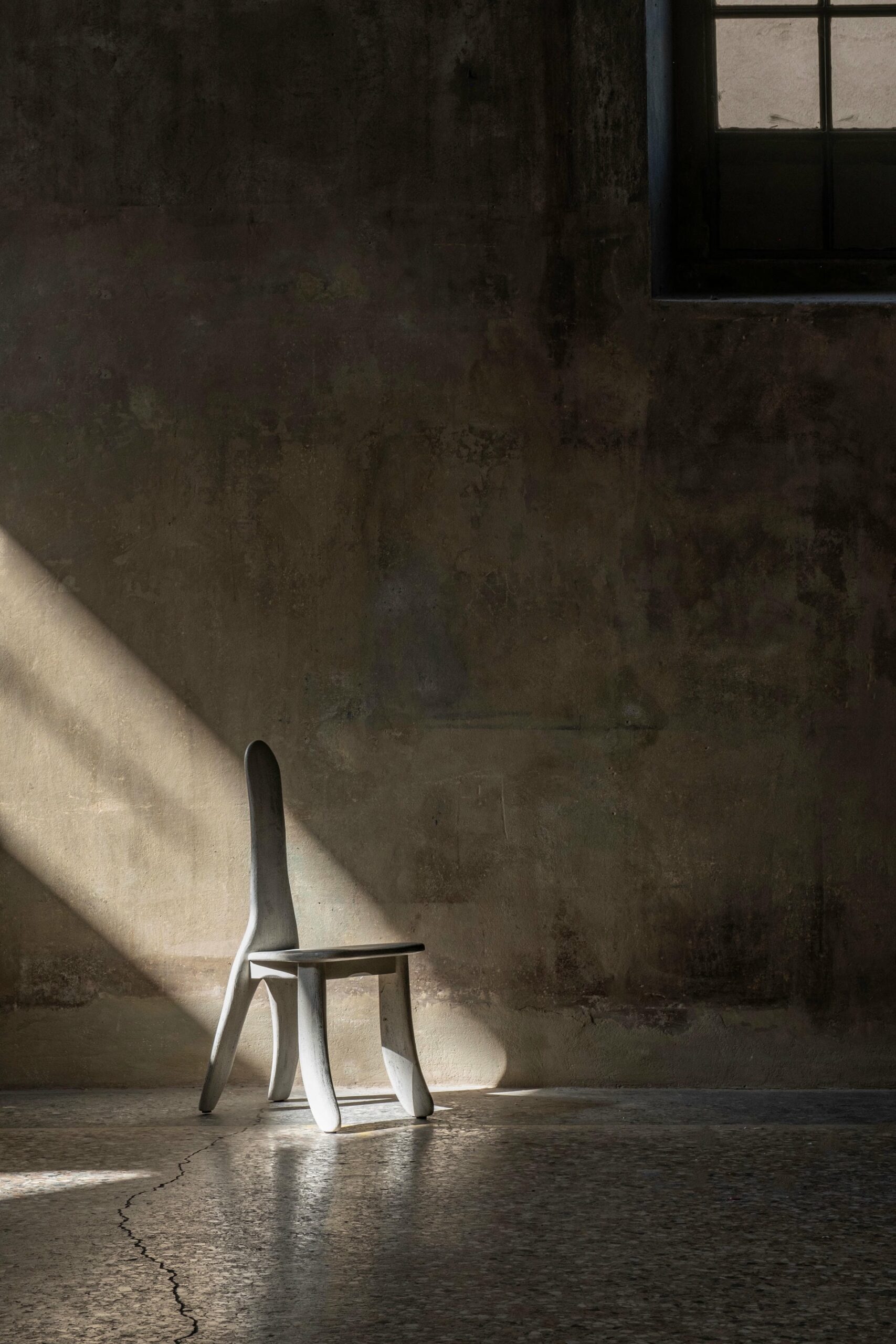 Neutral Off White Lacquered Ash Wood Oracle Bone Script Chair by kar 9