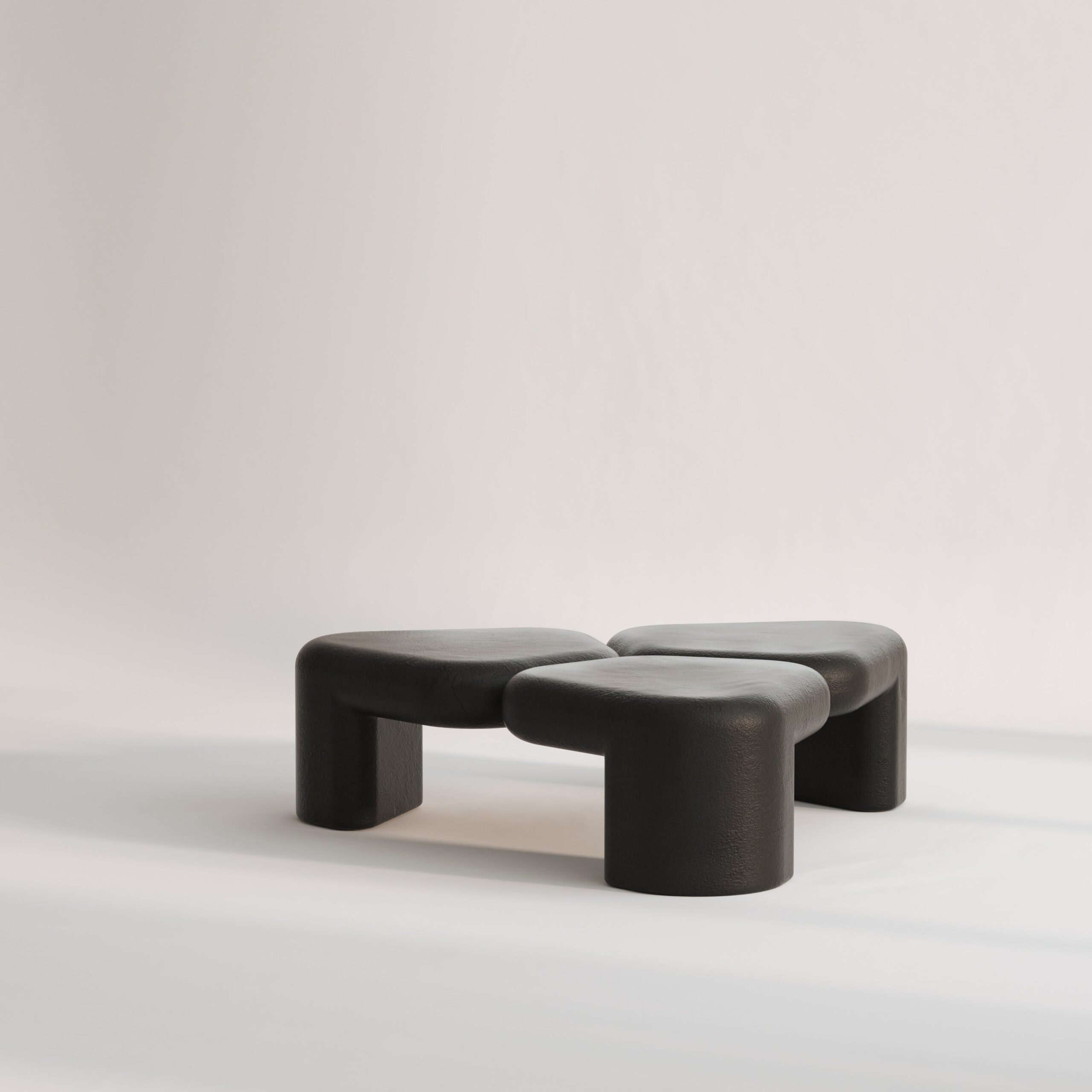 Organic Three Leaf Black Plaster Coffee Table by Pietro Franceschini 2