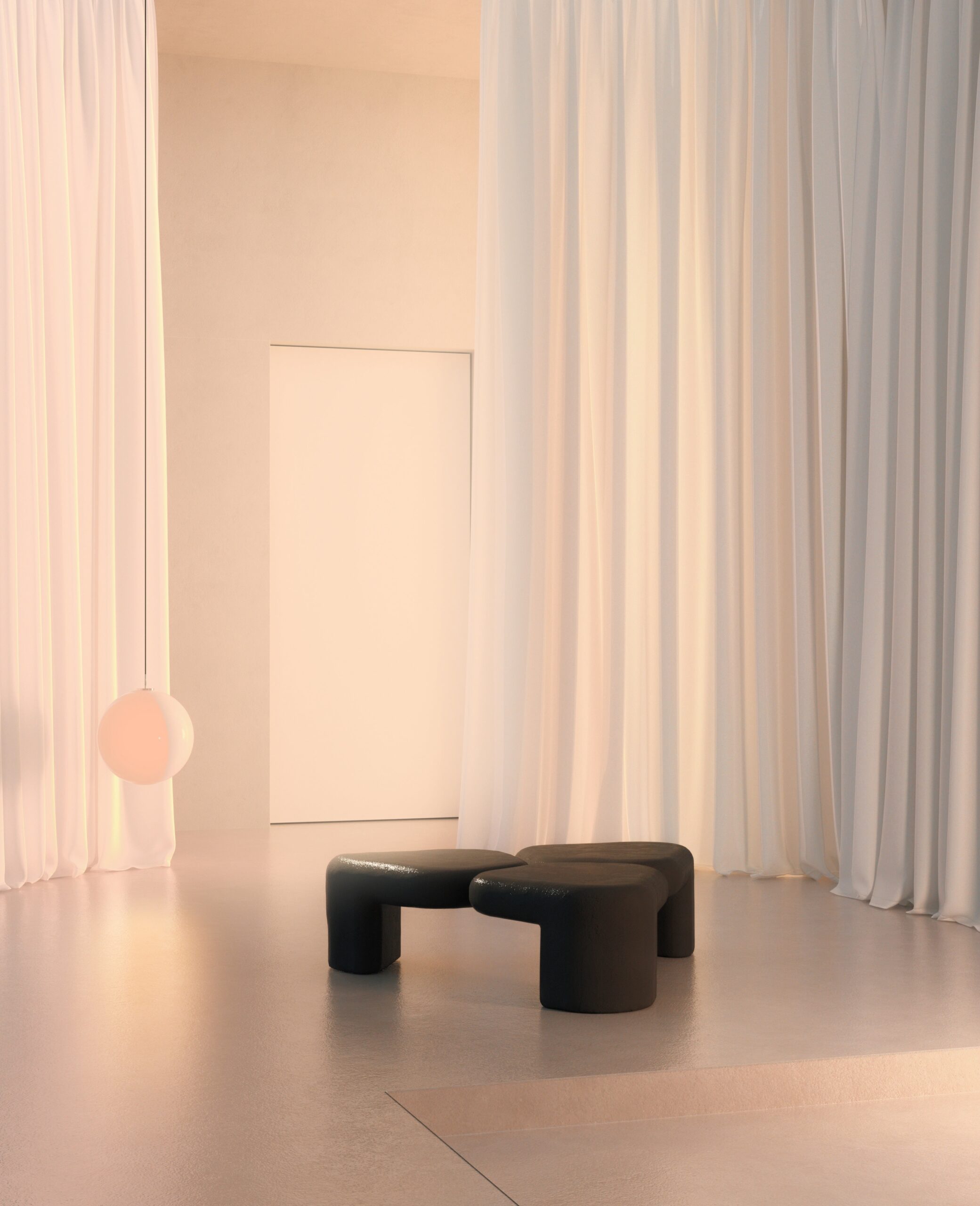 Organic Three Leaf Black Plaster Coffee Table by Pietro Franceschini 4