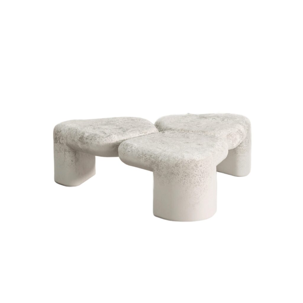 Organic Three Leaf White Plaster Coffee Table by Pietro Franceschini 1