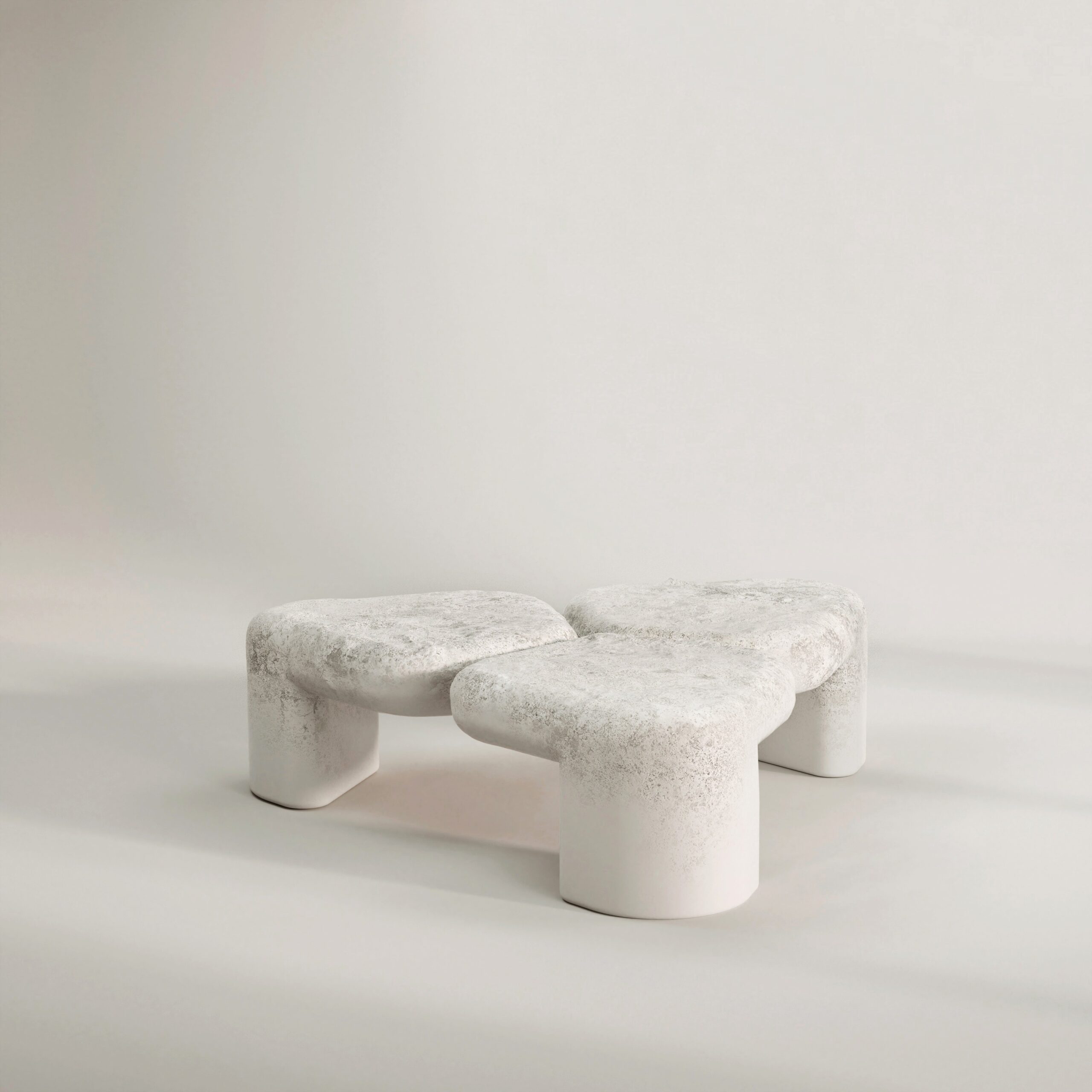 Organic Three Leaf White Plaster Coffee Table by Pietro Franceschini 2