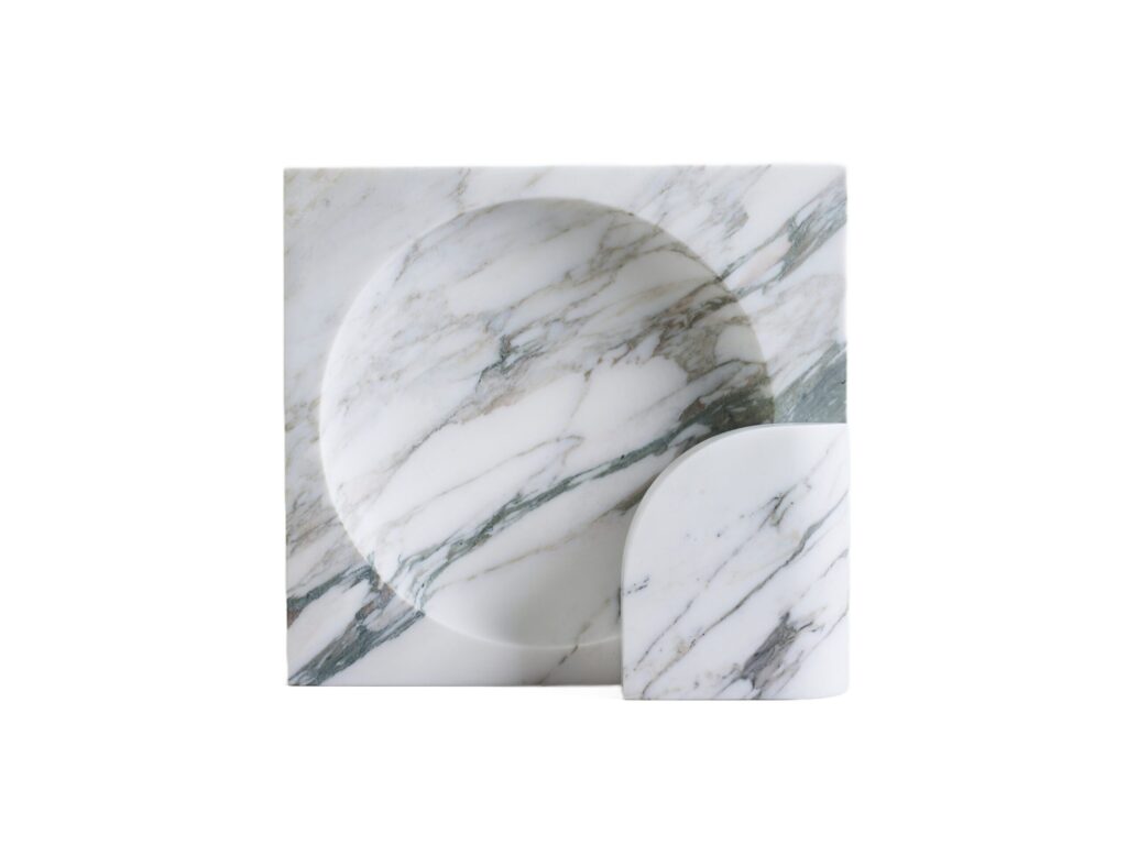Quarter Circle and Square White Calacatta Block Sconce by Henry Wilson 1