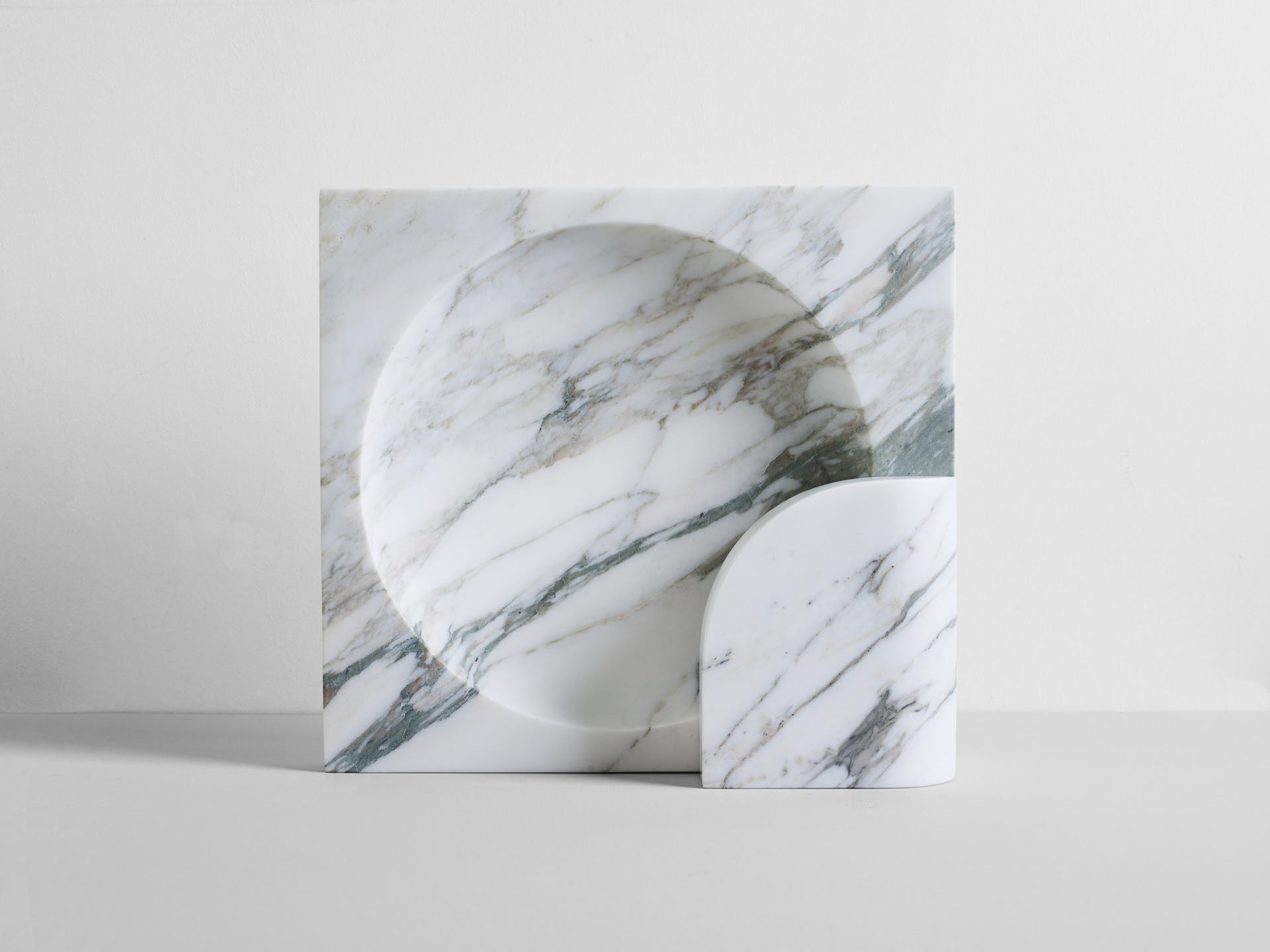 Quarter Circle and Square White Calacatta Block Sconce by Henry Wilson 2