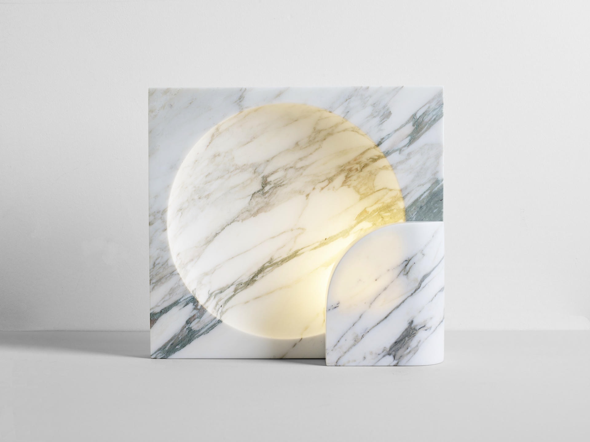 Quarter Circle and Square White Calacatta Block Sconce by Henry Wilson 3