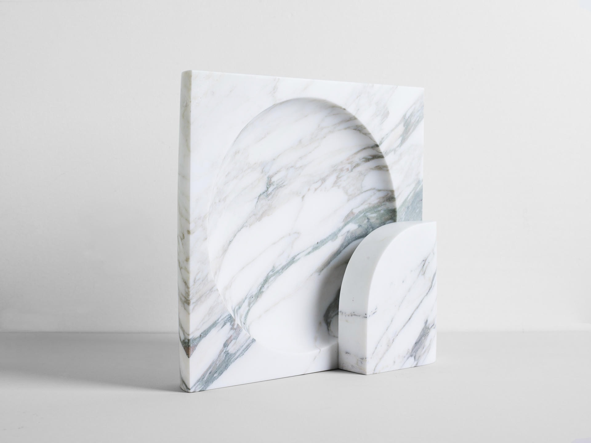 Quarter Circle and Square White Calacatta Block Sconce by Henry Wilson 4
