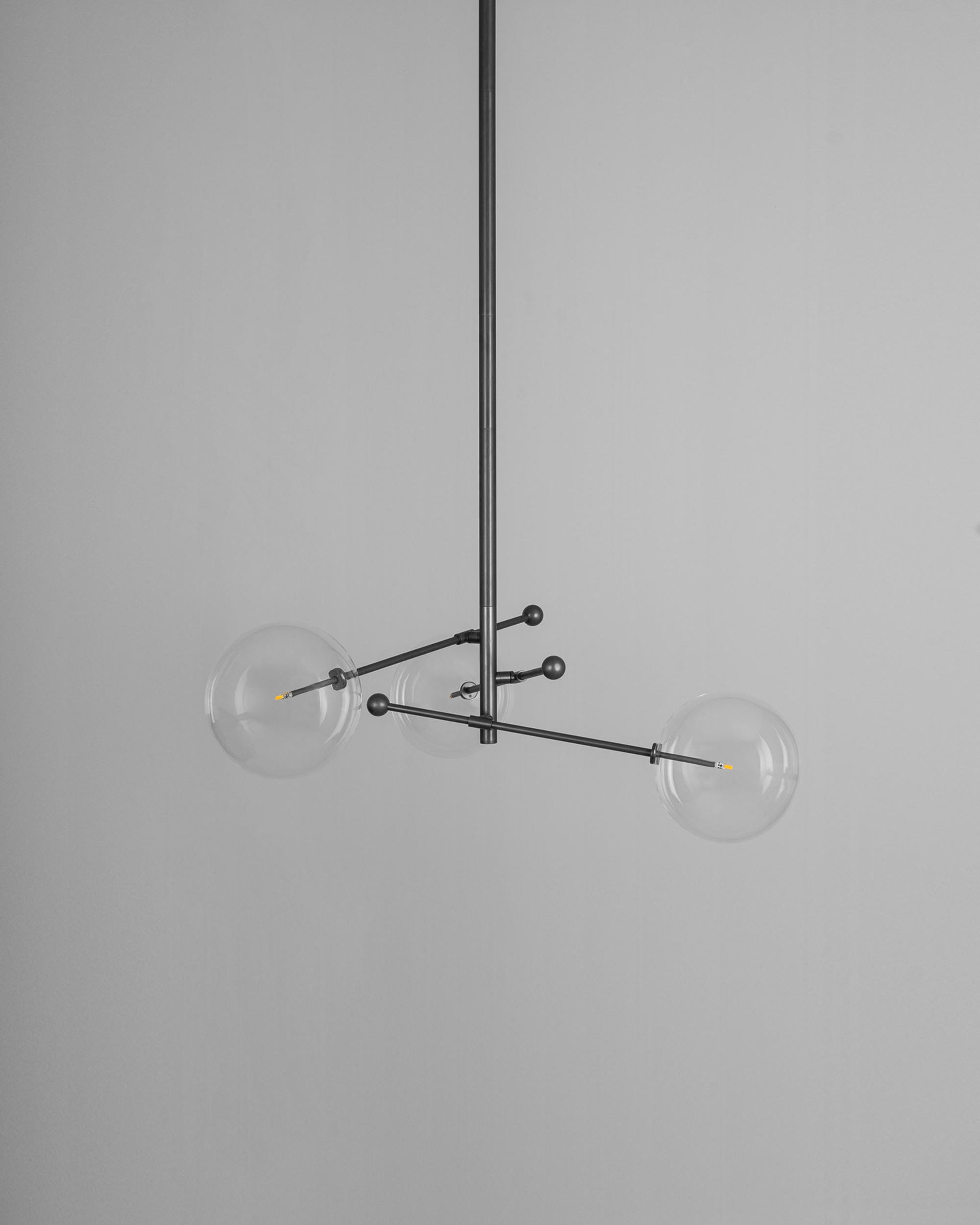 RD15 3 Arms Black Gunmetal Chandelier by Schwung 2