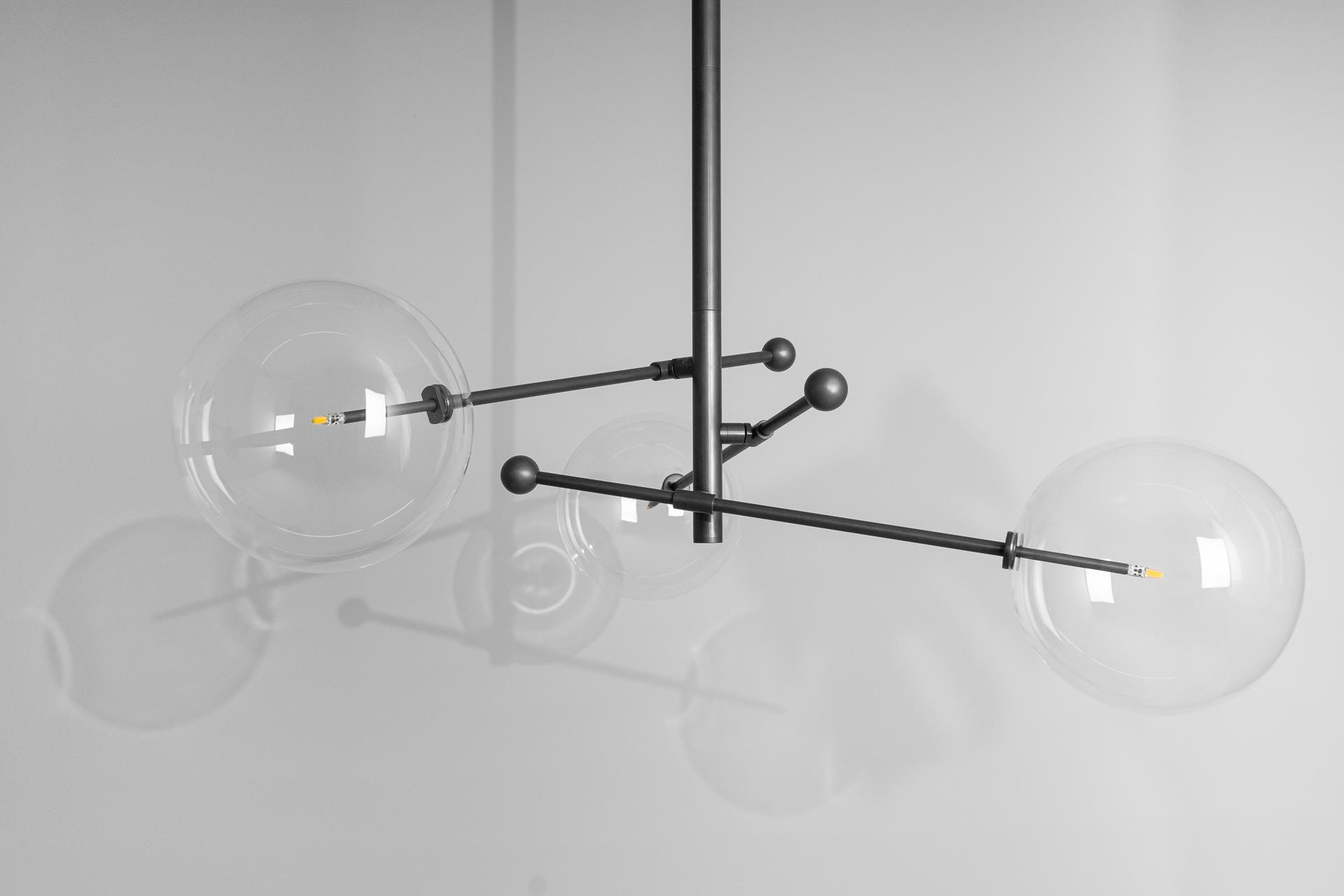RD15 3 Arms Black Gunmetal Chandelier by Schwung 6