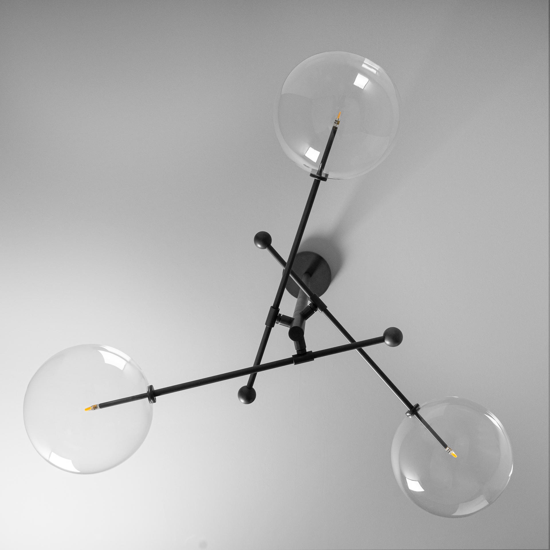 RD15 3 Arms Black Gunmetal Chandelier by Schwung 8