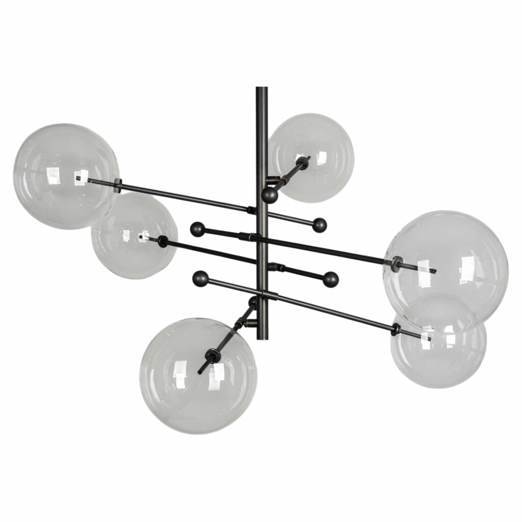 RD15 6 Arms Black Gunmetal Chandelier by Schwung 1