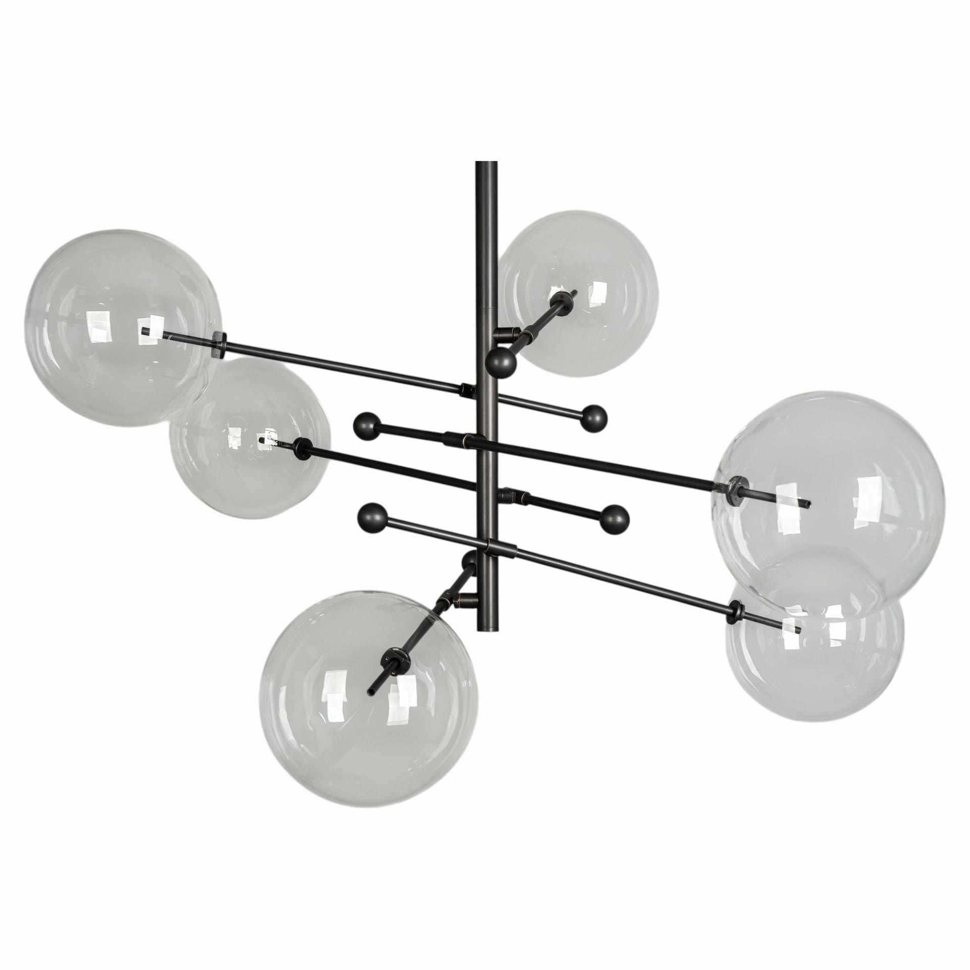 RD15 6 Arms Black Gunmetal Chandelier by Schwung 1