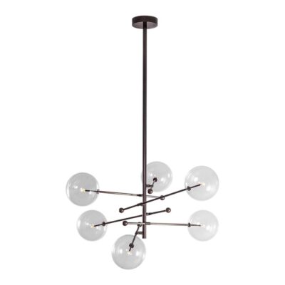 RD15 6 Arms Black Gunmetal Chandelier by Schwung