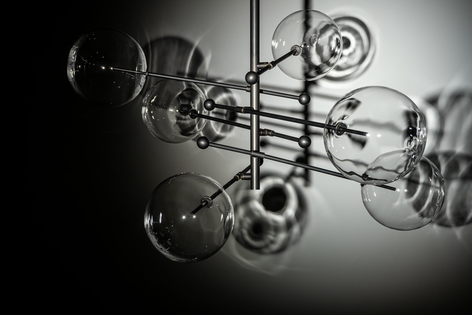 RD15 6 Arms Black Gunmetal Chandelier by Schwung 3